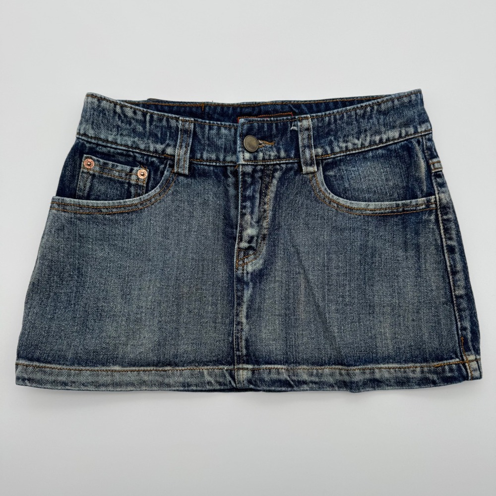 Vintage Doodad Jeans Women Medium Wash Denim Mini Skirt Y2K Retro